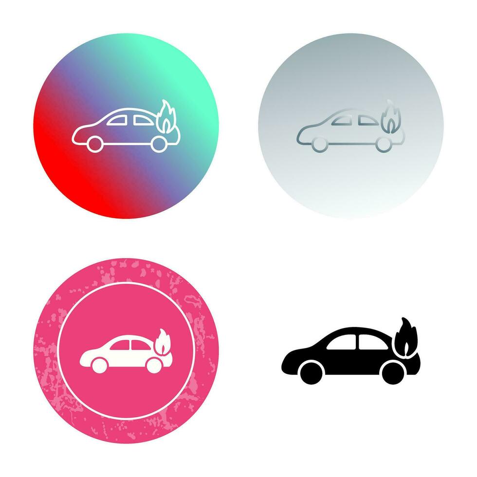 Unique Car on Fire Vector Icon