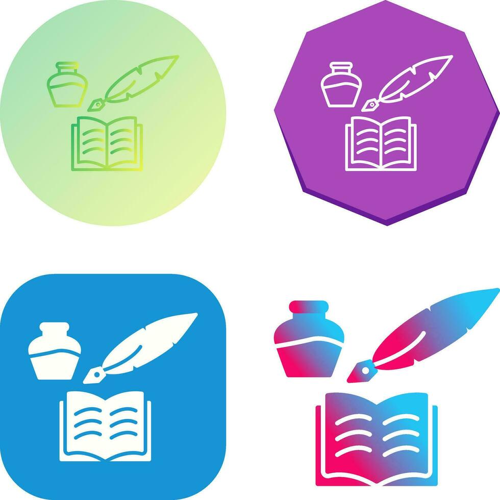 Unique Quill and Book Vector Icon