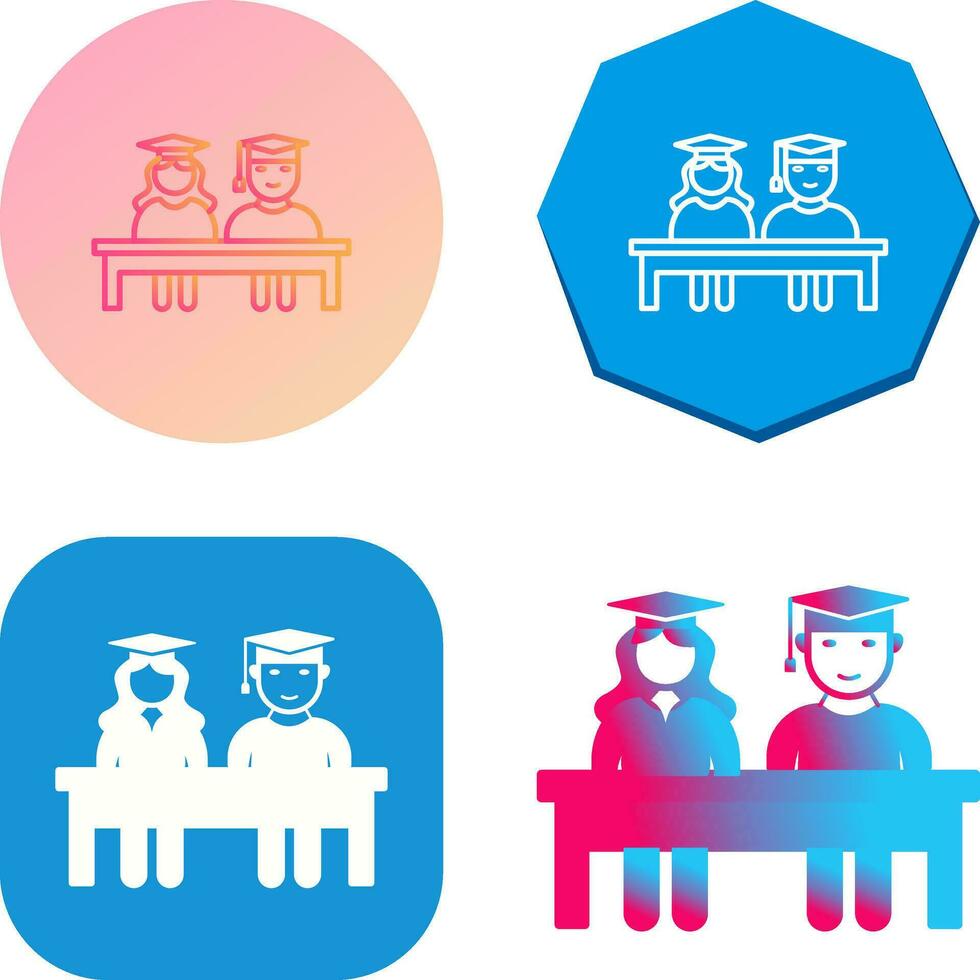 Unique Students Sitting Vector Icon