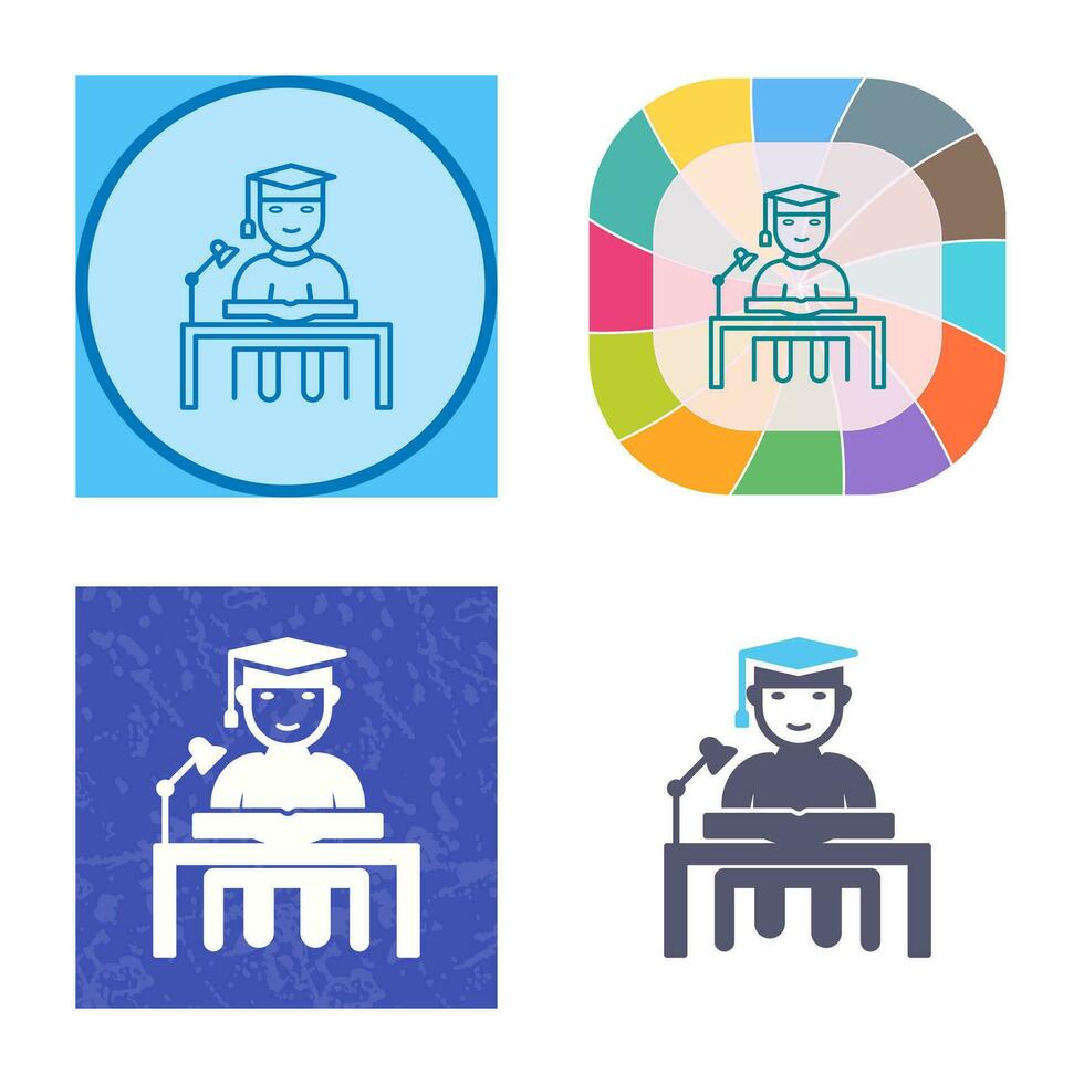 Unique Studying on Desk Vector Icon