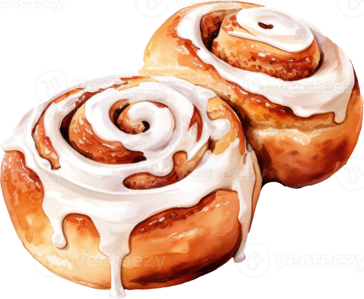 Cinnamon roll watercolor. AI Generated png