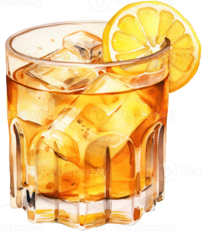 cocktail tillverkad med whisky, honung, citron- juice. ai genererad png