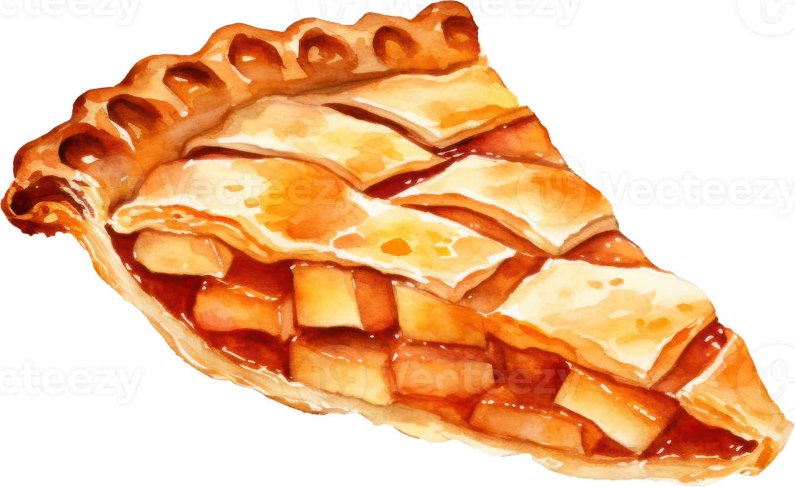 Apple pie watercolor illustration. AI Generated png