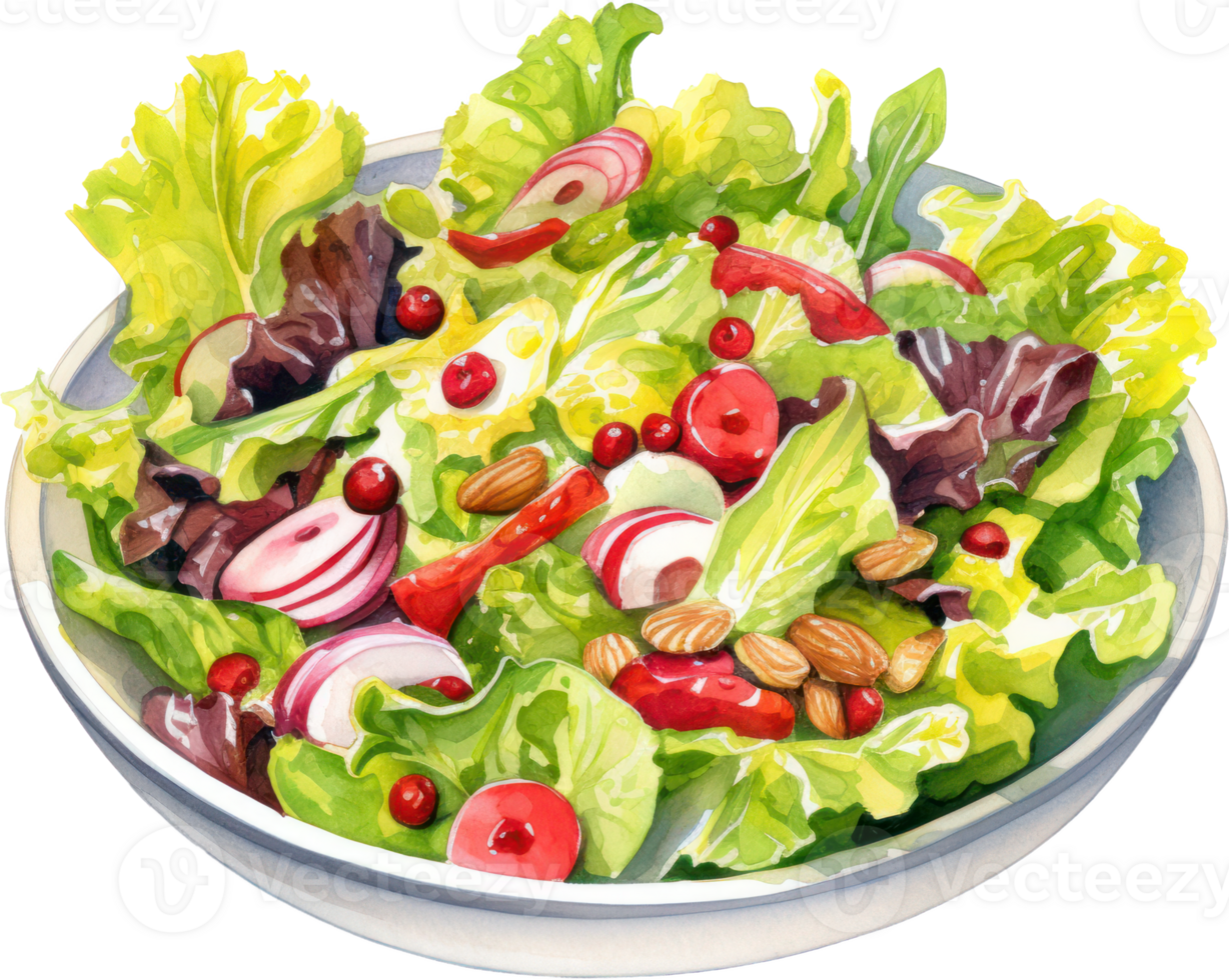 saudável salada aguarela ilustração. ai gerado png