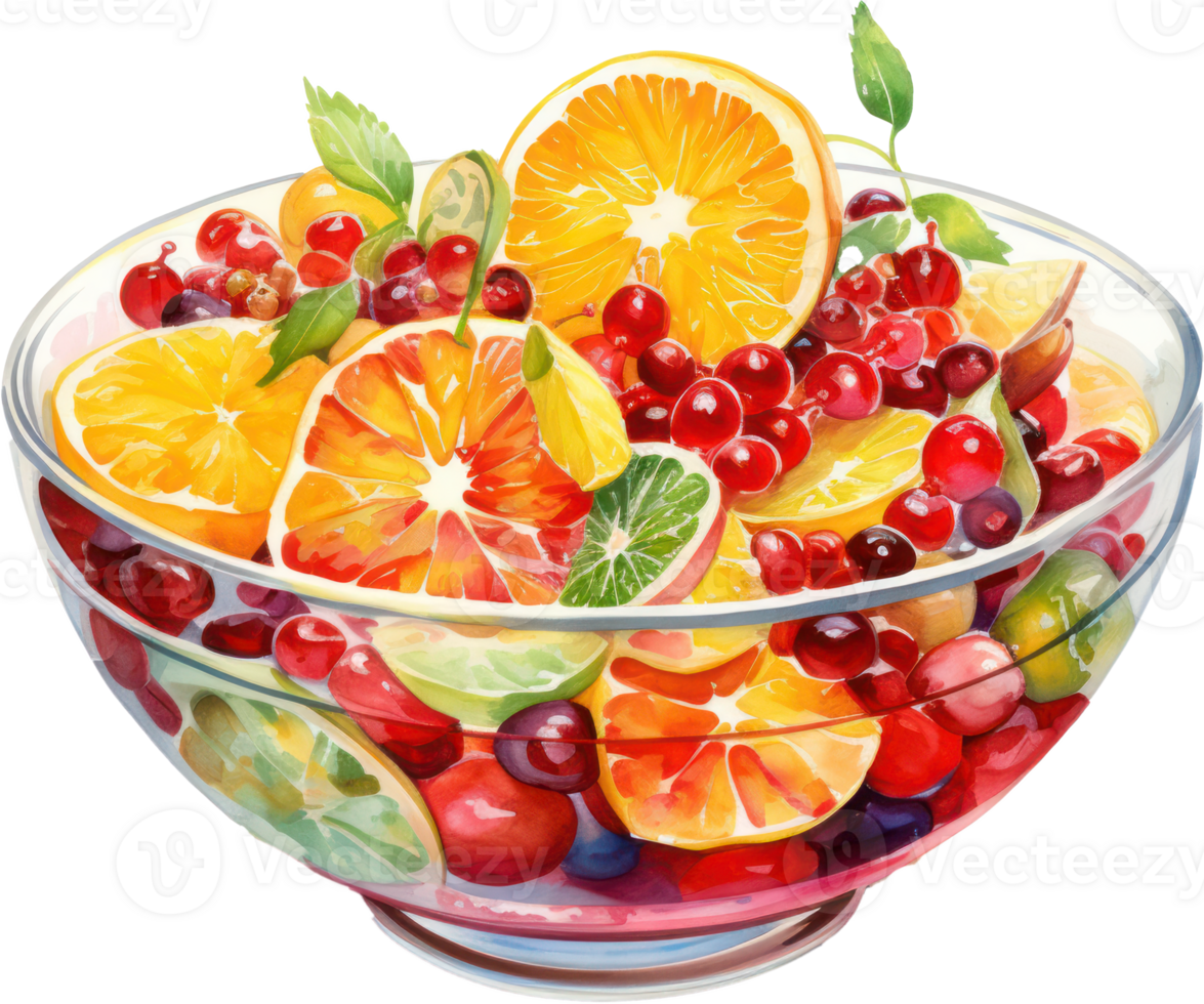 fruit salade waterverf illustratie. ai gegenereerd png