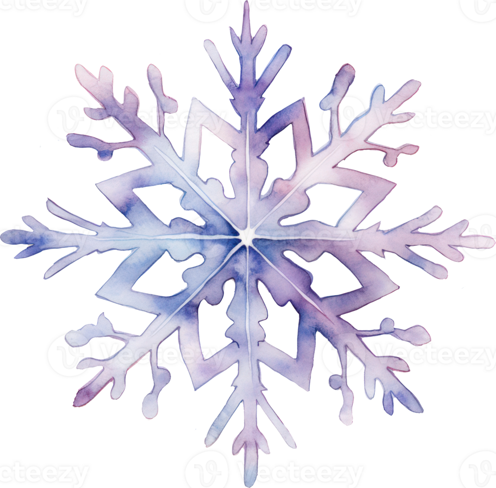 Snowflake watercolor illustration. AI Generated png