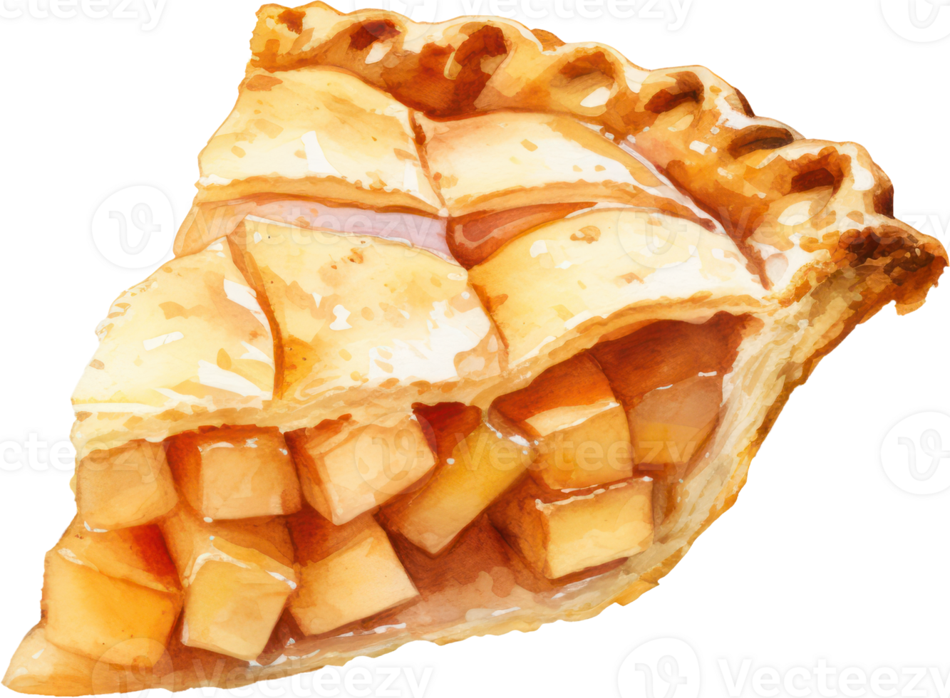 Apple pie watercolor illustration. AI Generated png