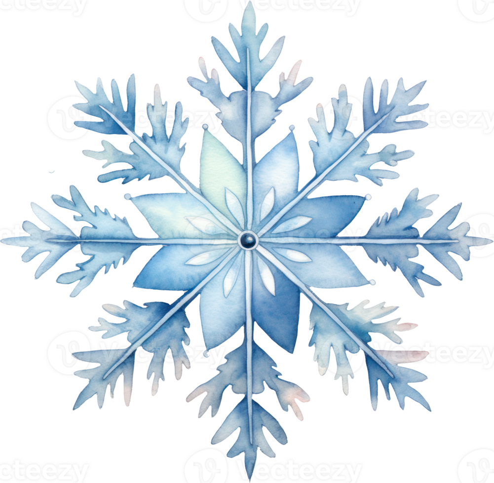 Snowflake watercolor illustration. AI Generated png