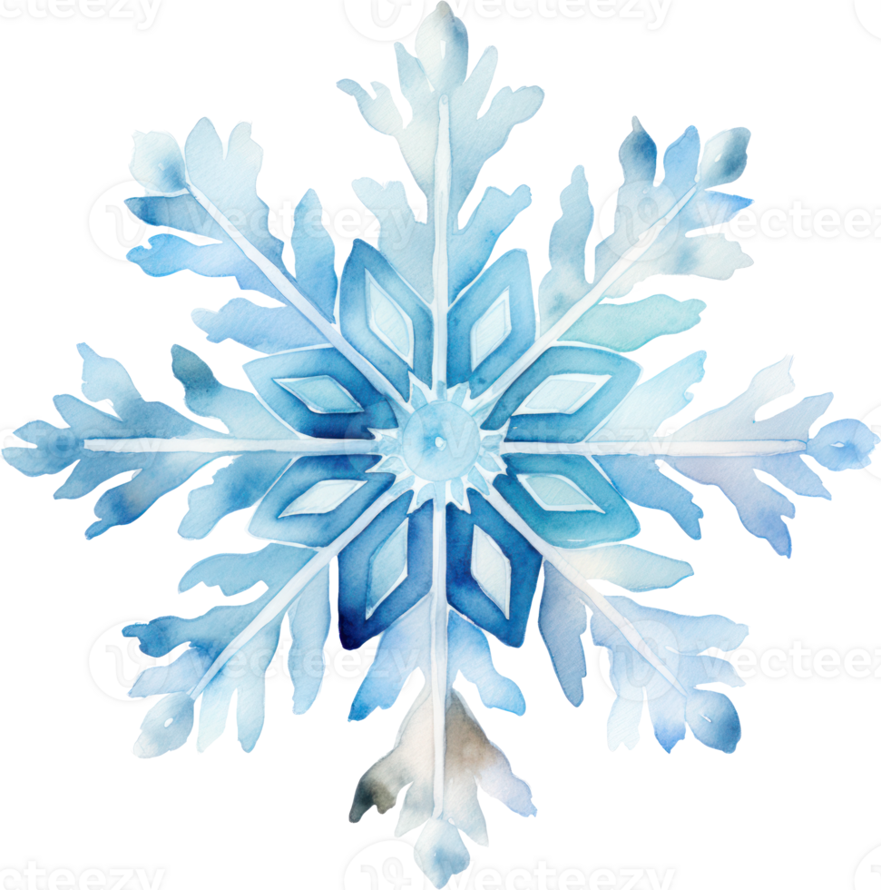 Snowflake watercolor illustration. AI Generated png