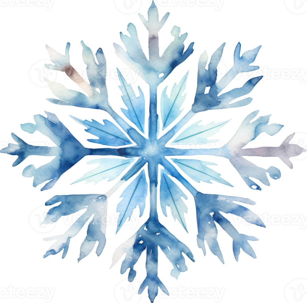 Snowflake watercolor illustration. AI Generated png