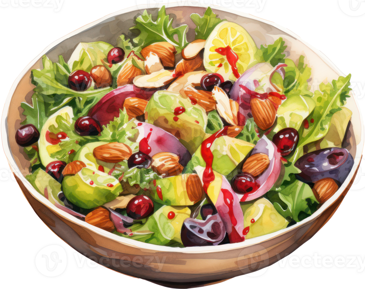 friska sallad vattenfärg illustration. ai genererad png