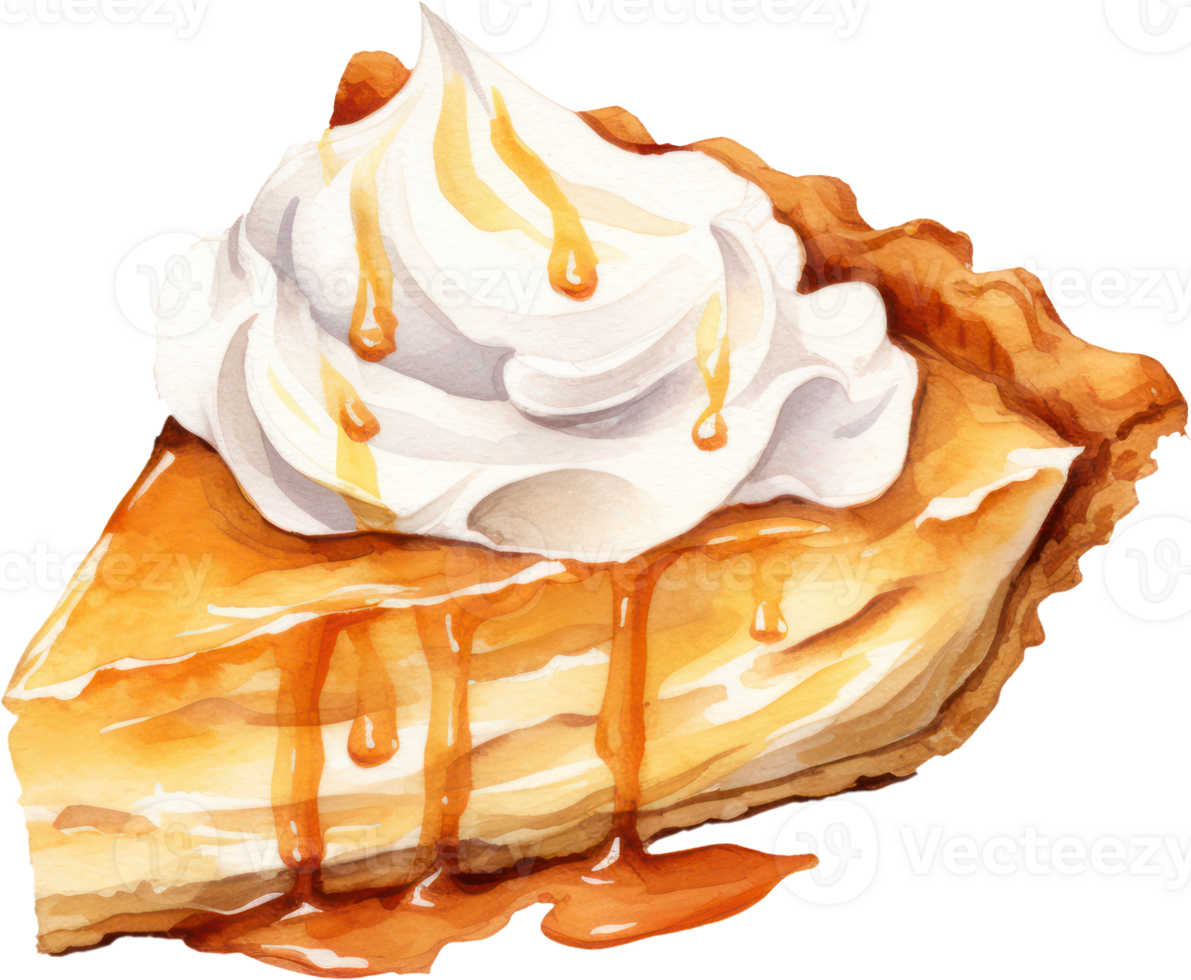 Pumpkin Pie Watercolor Illustration. AI Generated png