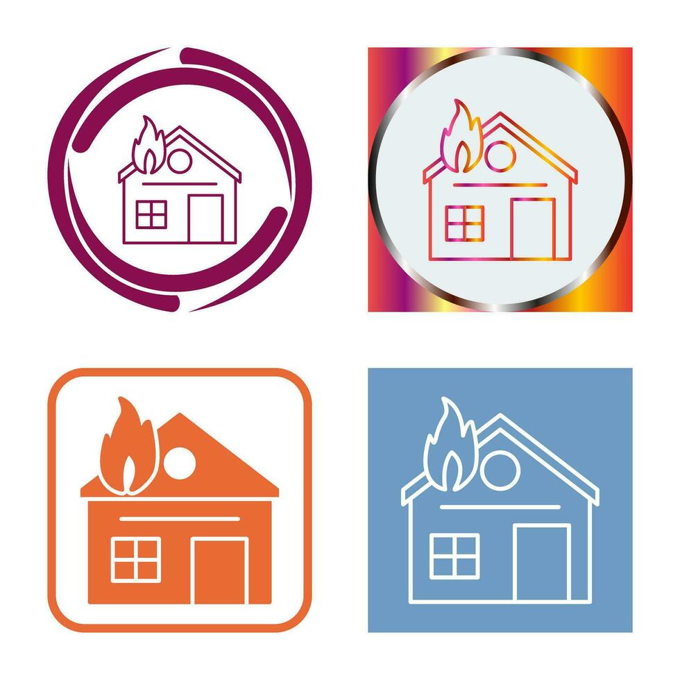 Unique House on Fire Vector Icon