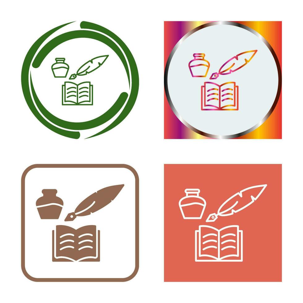 Unique Quill and Book Vector Icon