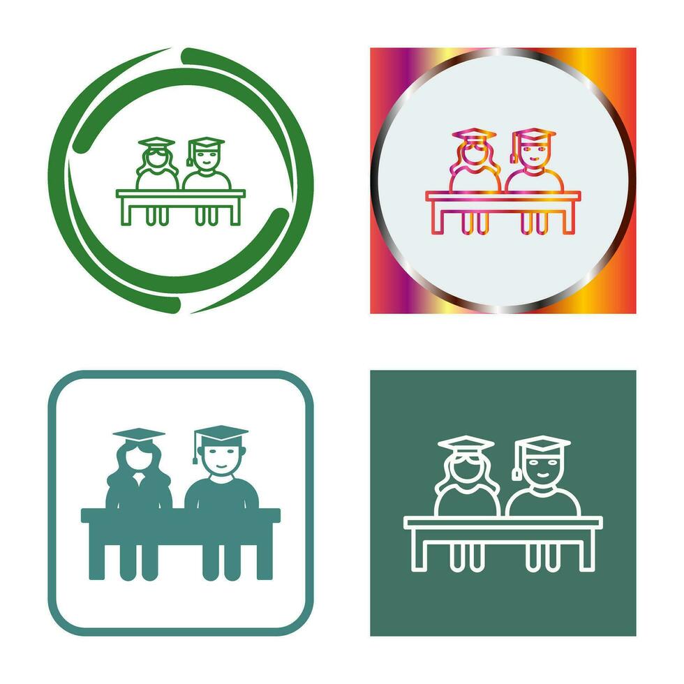 Unique Students Sitting Vector Icon