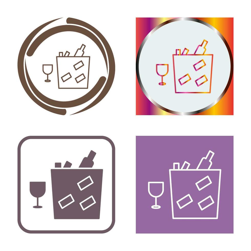 Unique Wine Bottle in Ice Vector Icon