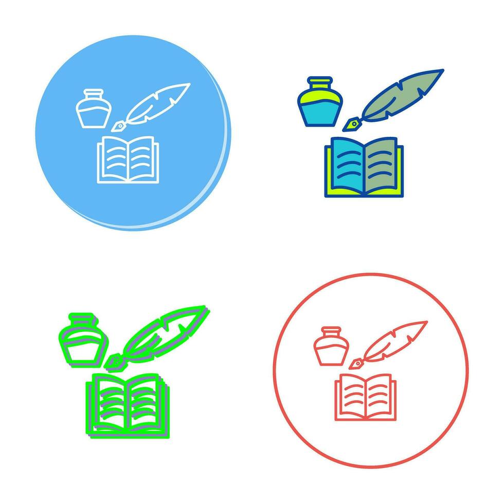 Unique Quill and Book Vector Icon