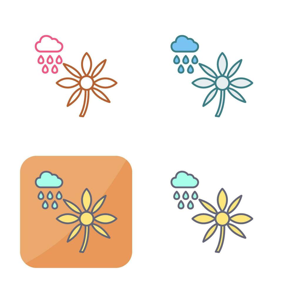 Flower with rain Vector Icon