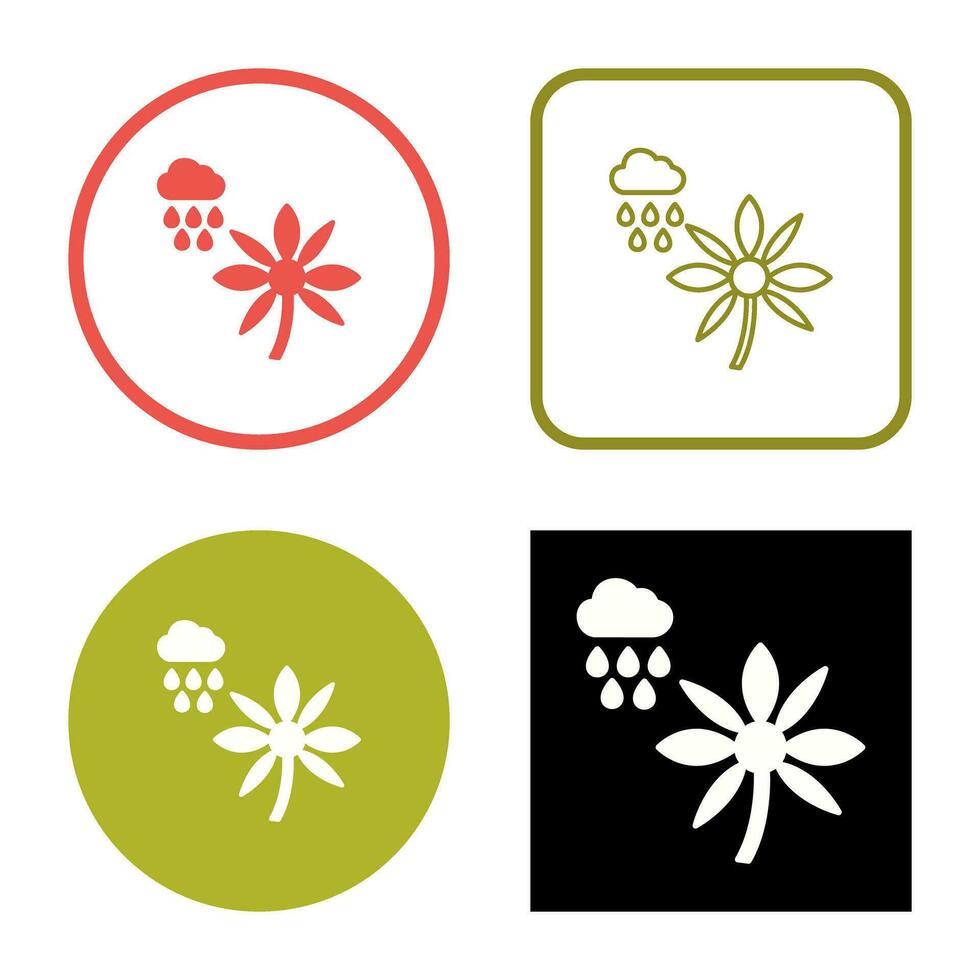 Flower with rain Vector Icon