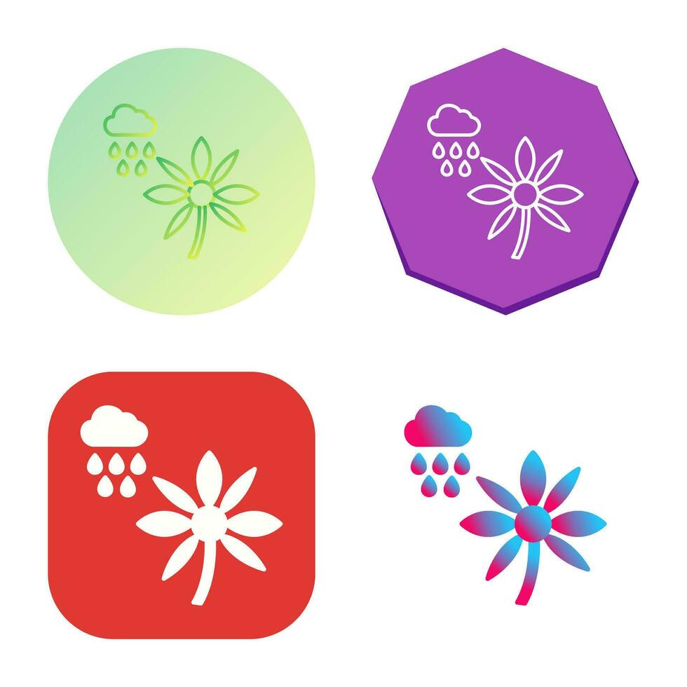 Flower with rain Vector Icon