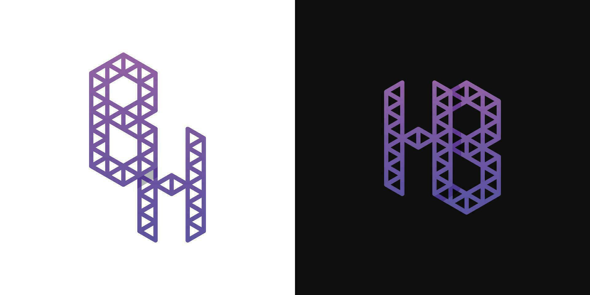 Letters BH and HB Polygon Logo Set, suitable for business related to polygon with BH and HB initials. vector