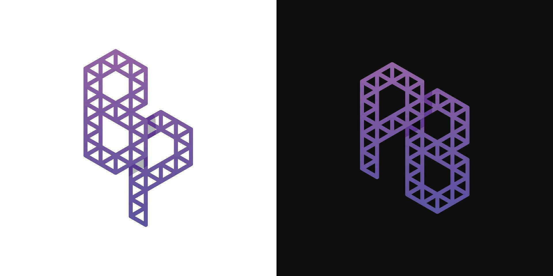 Letters BP and PB Polygon Logo Set, suitable for business related to polygon with BP and PB initials. vector