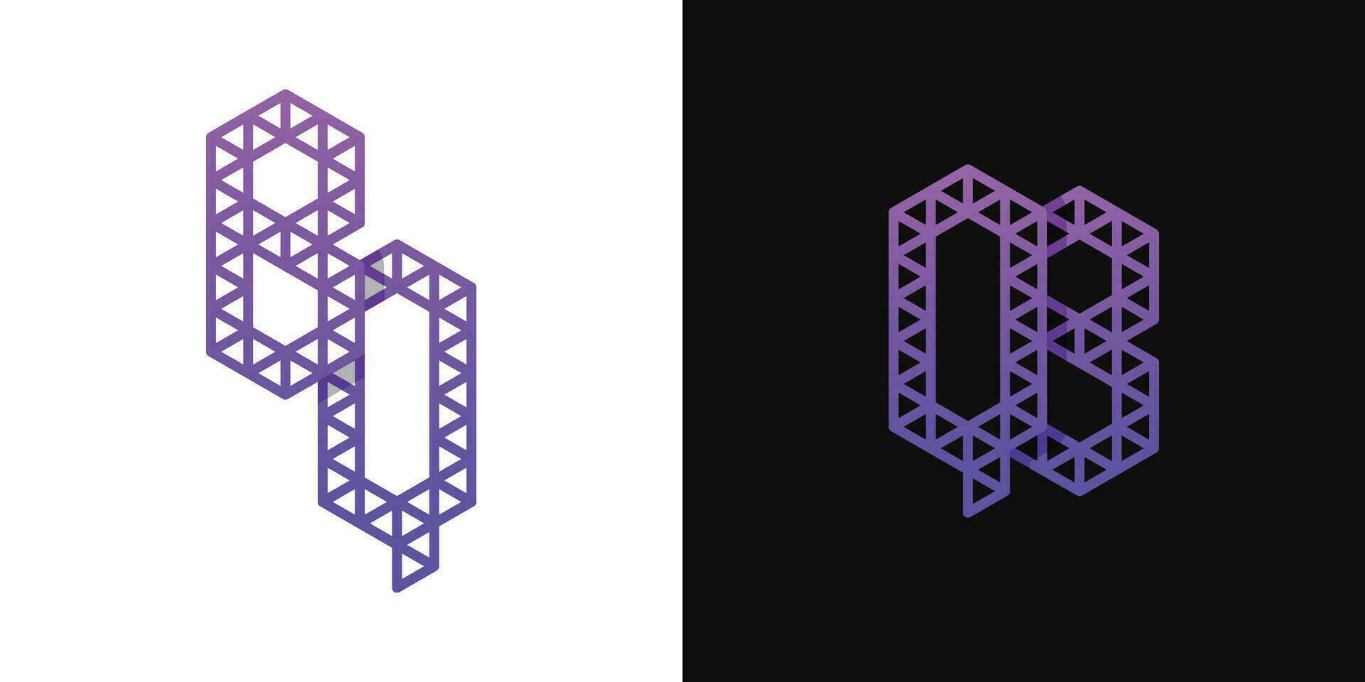 Letters BQ and QB Polygon Logo Set, suitable for business related to polygon with BQ and QB initials. vector