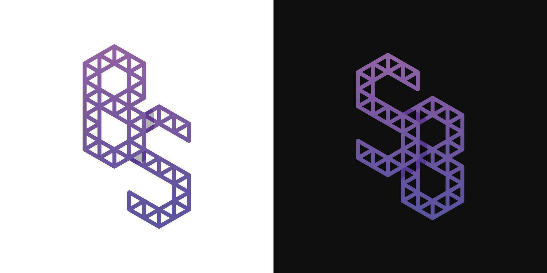 Letters BS and SB Polygon Logo Set, suitable for business related to polygon with BS and SB initials. vector