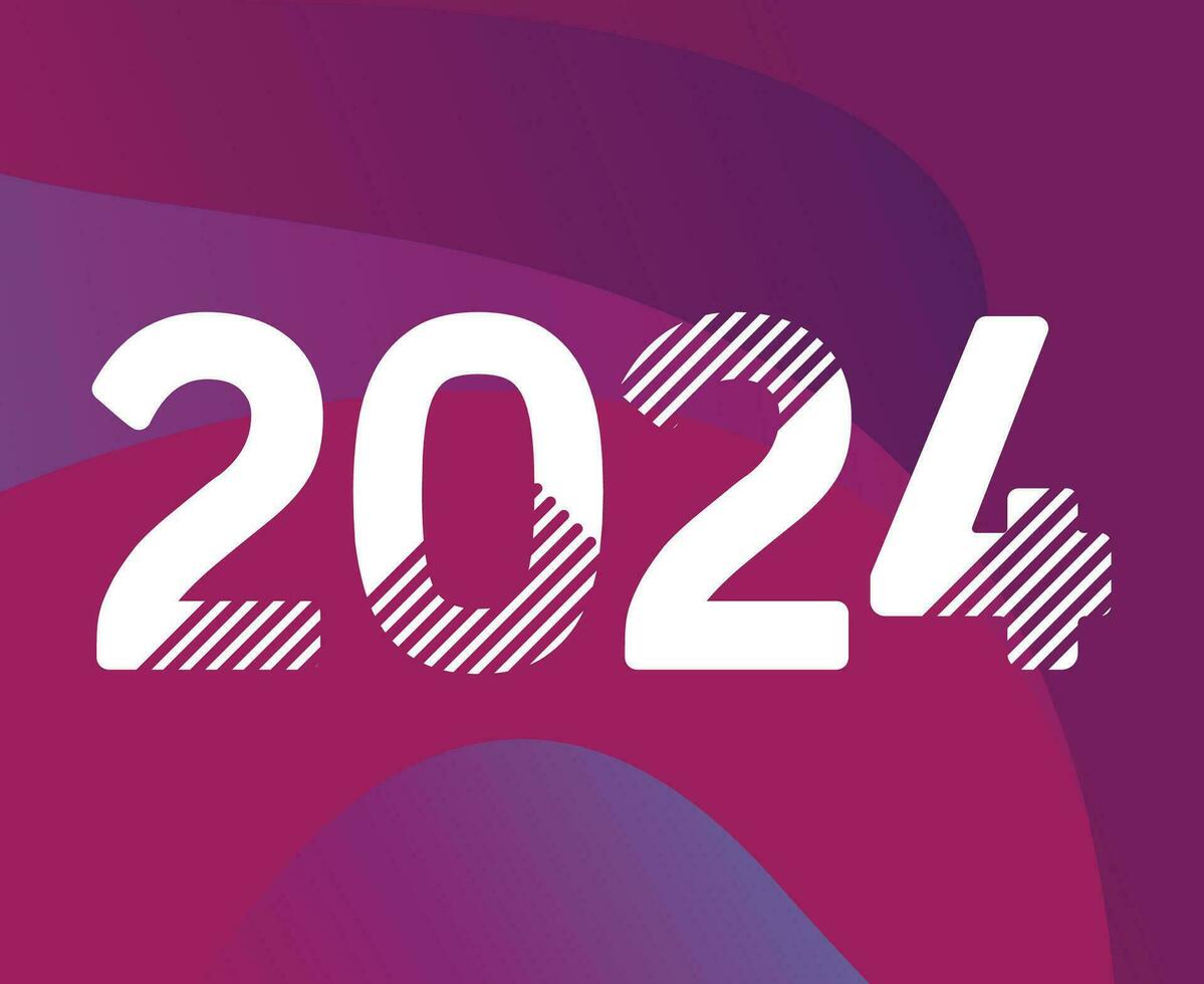 2024 Happy New Year Holiday Design White Abstract Vector Logo Symbol Illustration With Pink Background