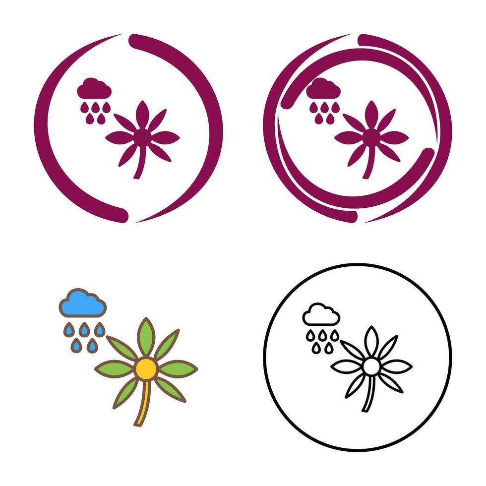 Flower with rain Vector Icon