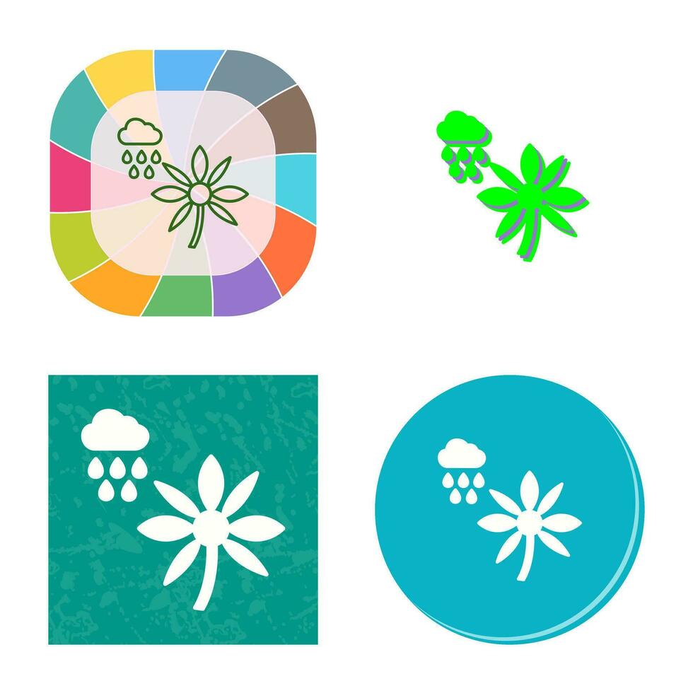 Flower with rain Vector Icon