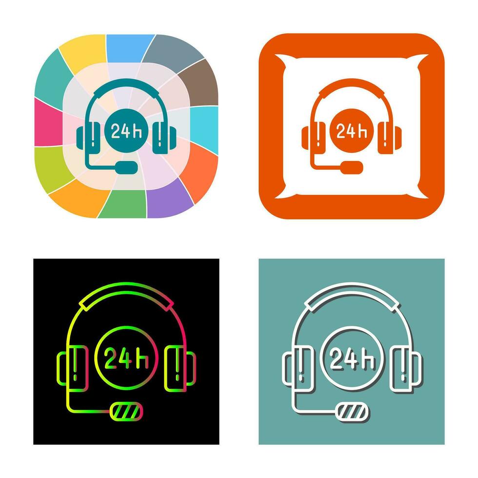 24 Hours Support Vector Icon