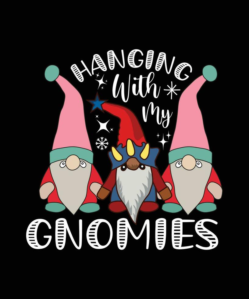 HANGING WITH THE GNOMIES TSHIRT DESIGN vector