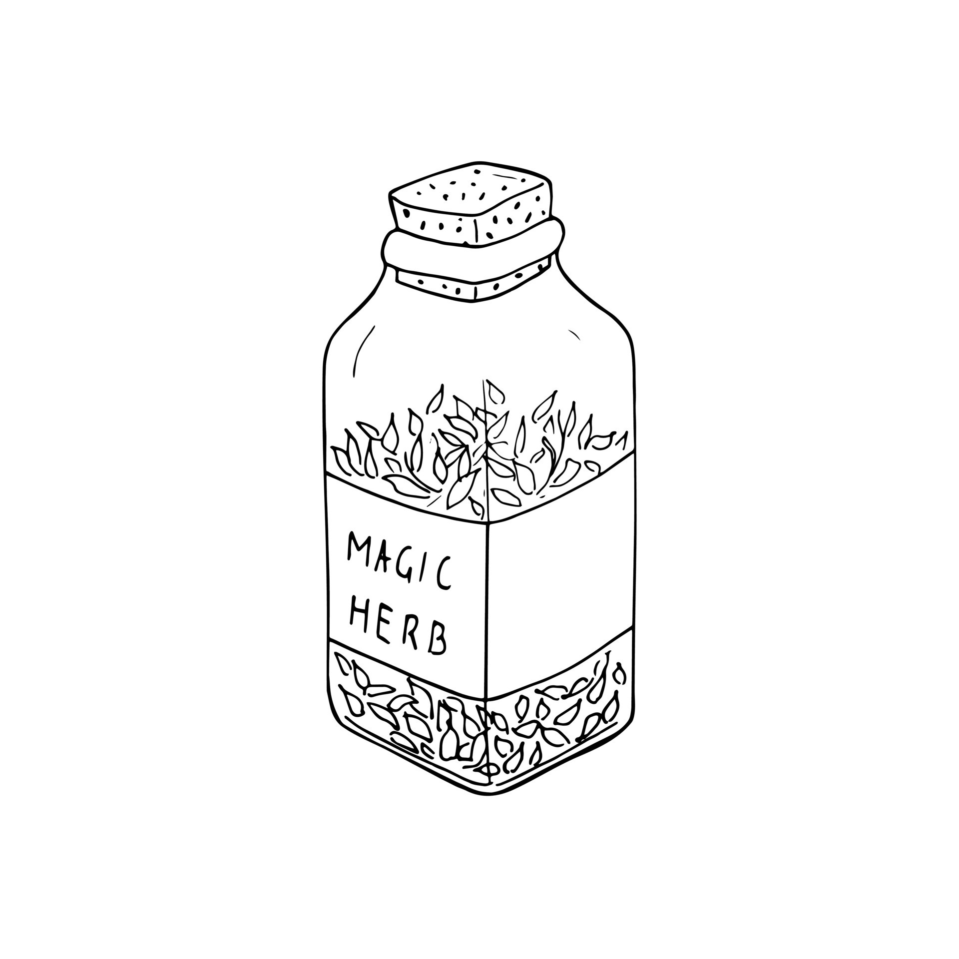Vector illustration of dried herb in a glass jar. Vector illustration