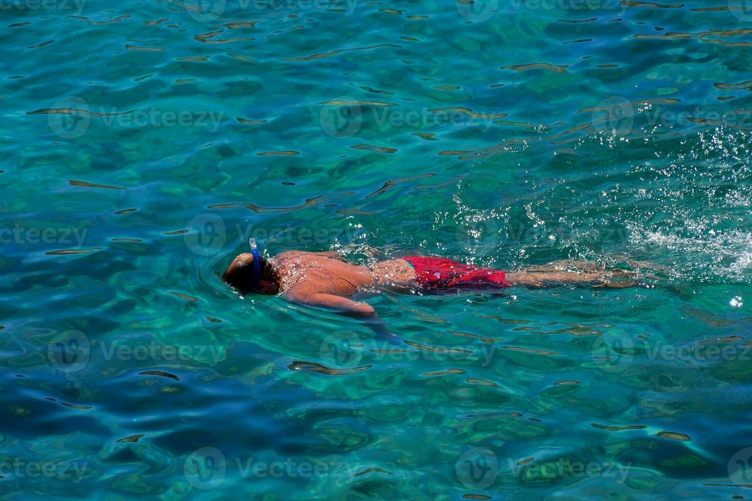 Person swimming in the ocean photo
