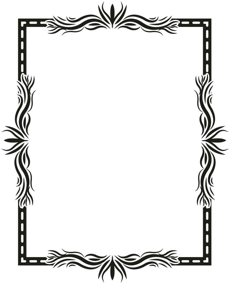 frontera marco deco vector álbum para foto. sencillo ilustración de frontera marco deco vector, un negro y blanco marco con un floral diseño ,negro y blanco marco con hojas