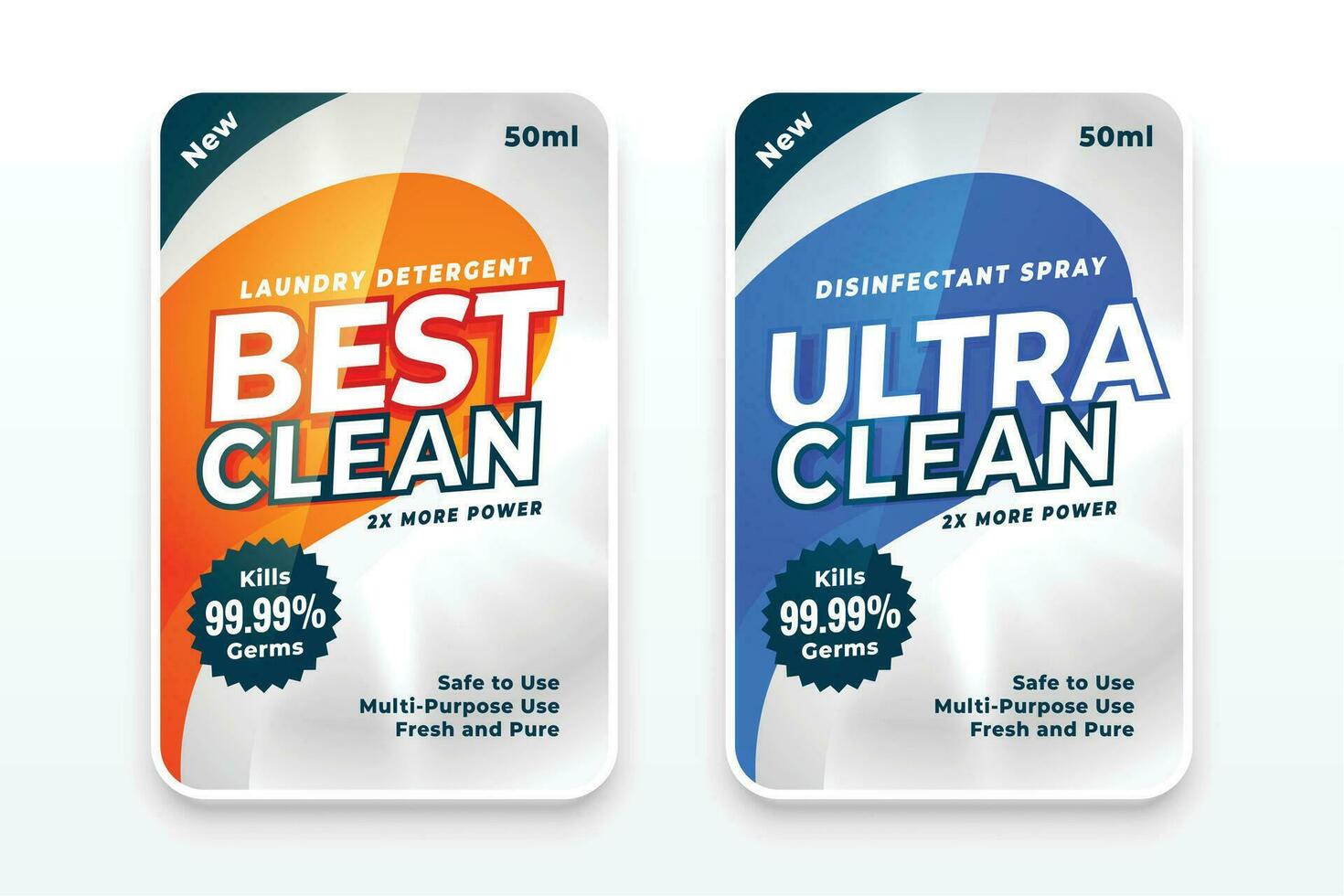 liquid or powder detergent label sticker design set vector