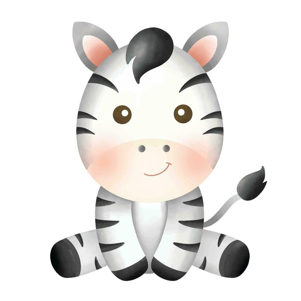 Cute zebra cartoon isolated vector