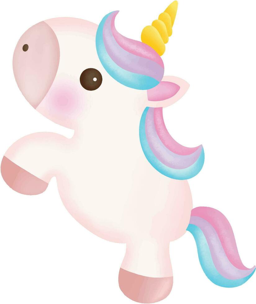 Illustration of a cute unicorn. kawaii unicorn character collection. vector