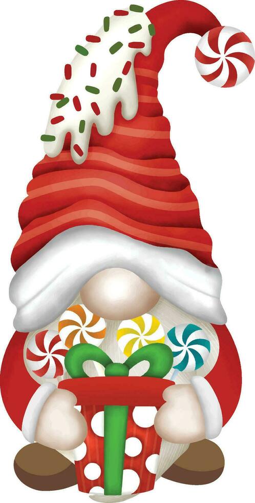 Gnomes Christmas illustration.,  Cute cartoon Christmas gnomes vector