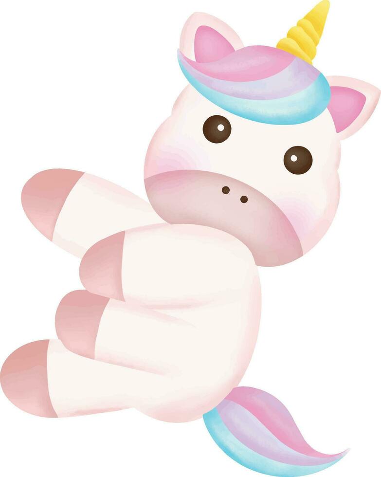 Illustration of a cute unicorn. kawaii unicorn character collection. vector