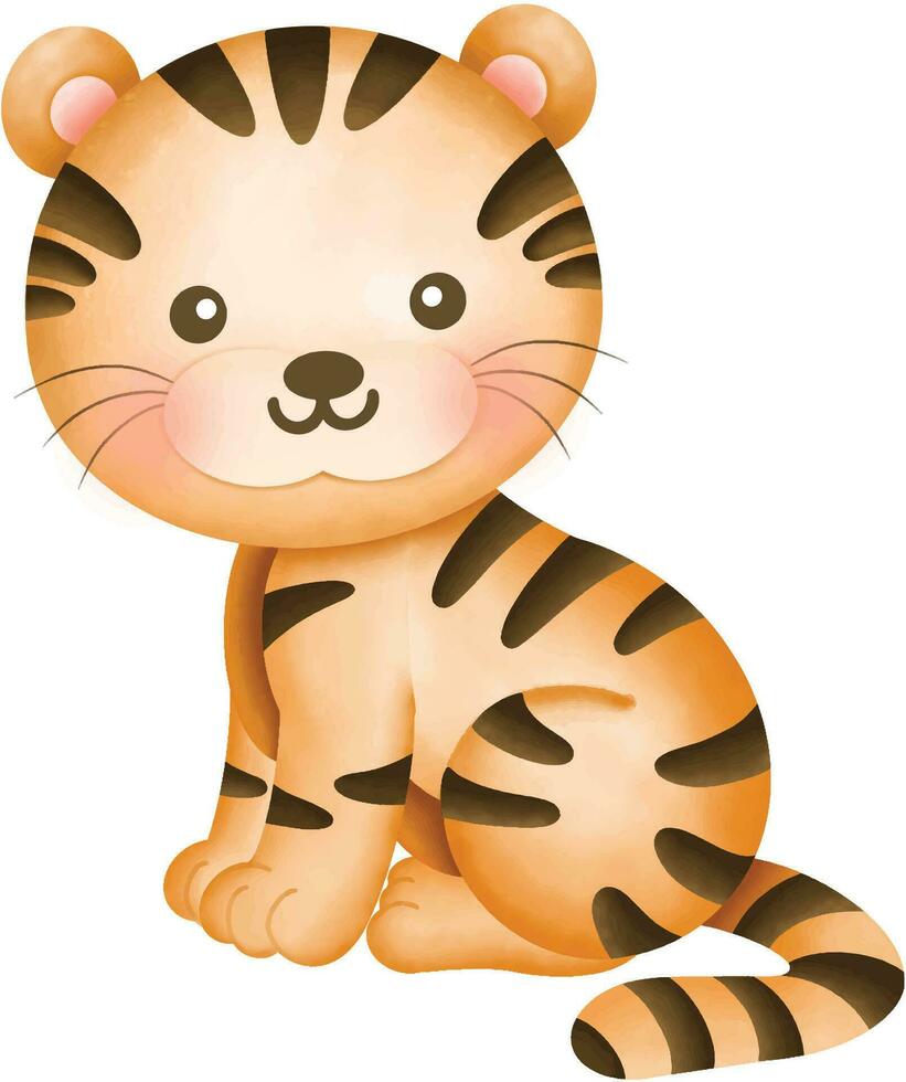 linda pequeño Tigre caracteres vector