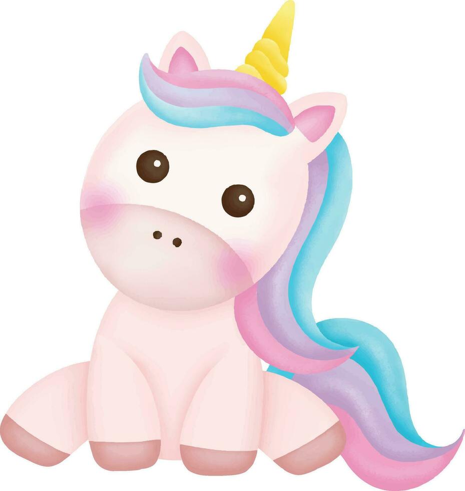 Illustration of a cute unicorn. kawaii unicorn character vector