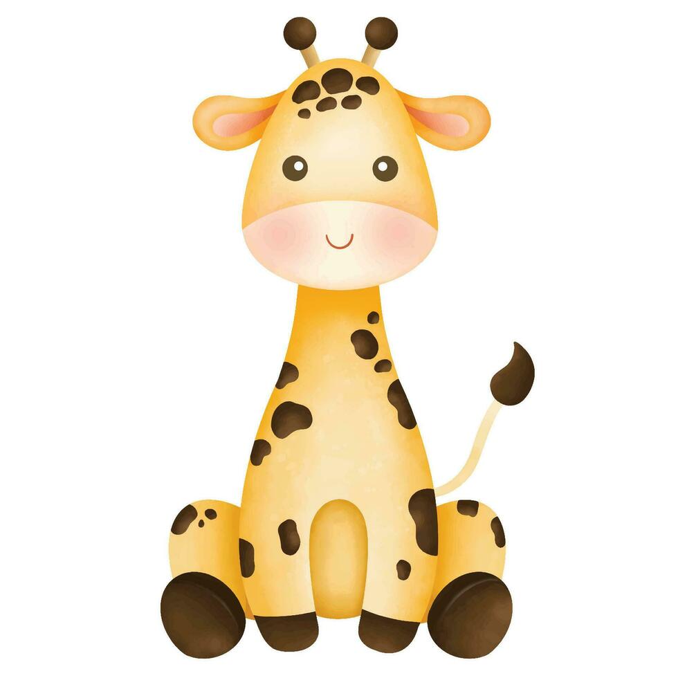 Cute giraffe cartoon isolated vector