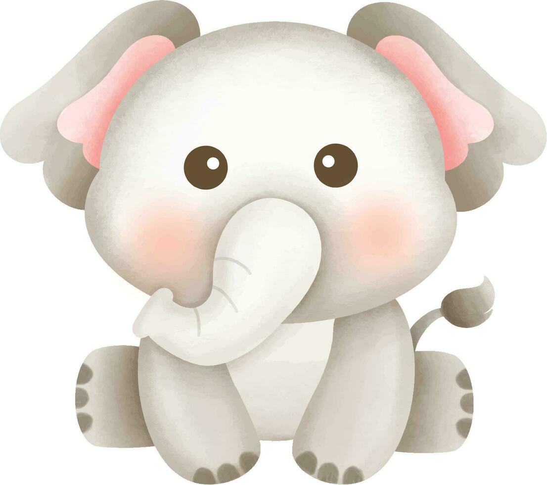 Cute baby elephant cartoon vector