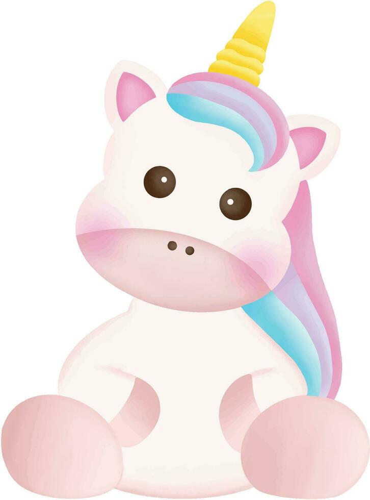 Illustration of a cute unicorn. kawaii unicorn character collection. vector