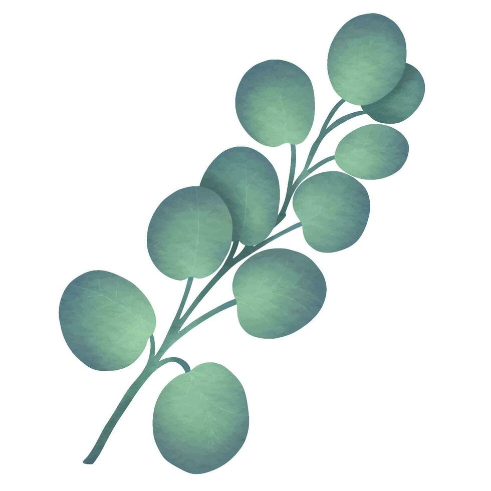 Greenery Leaves Watercolor Hand Drawn. vector