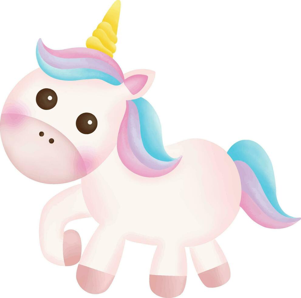 Illustration of a cute unicorn. kawaii unicorn character collection. vector