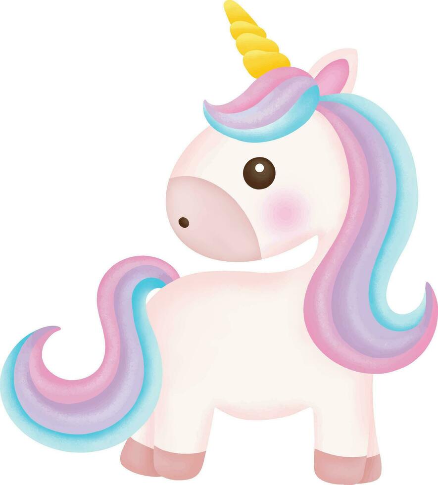 Illustration of a cute unicorn. kawaii unicorn character collection. vector