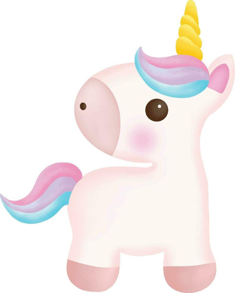 Illustration of a cute unicorn. kawaii unicorn character collection. vector